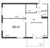 3 ккв (Евро) № 4.6.22 Корп.: 4.6 , Секция 1  в ЖК Grona Lund