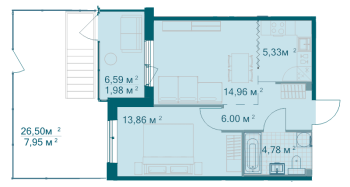 2 ккв (Евро) № 4.8.5 Корп.: 4.8 , Секция 1  в ЖК Grona Lund