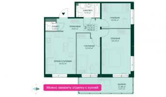 4 ккв (Евро) № 4.5.11 Корп.: 4.5 , Секция 1  в ЖК Grona Lund