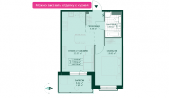 2 ккв (Евро) № 4.5.45 Корп.: 4.5 , Секция 1  в ЖК Grona Lund