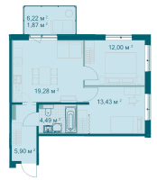 3 ккв (Евро) № 4.7.15 Корп.: 4.7 , Секция 1  в ЖК Grona Lund