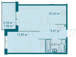 2 ккв (Евро) № 4.8.21 Корп.: 4.8 , Секция 1  в ЖК Grona Lund