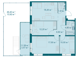 4 ккв (Евро) № 4.8.3 Корп.: 4.8 , Секция 1  в ЖК Grona Lund