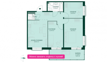4 ккв (Евро) № 4.5.43 Корп.: 4.5 , Секция 1  в ЖК Grona Lund