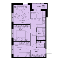 3 ккв № 162 Корп.: 1-4 , Секция 2  в ЖК ID Kudrovo II