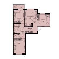 3 ккв № 366 Корп.: 1-2 , Секция 7  в ЖК ID Kudrovo II