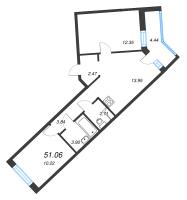 2 ккв № 235 Корп.: 1-2 , Секция 4  в ЖК ID Kudrovo II