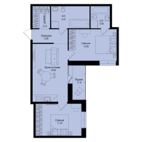 3 ккв (Евро) № 100 Корп.: 1-5 , Секция 2  в ЖК ID Kudrovo II