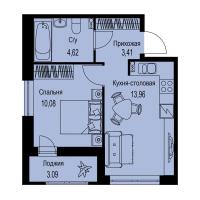 1 ккв № 389 Корп.: 1-2 , Секция 8  в ЖК ID Kudrovo II