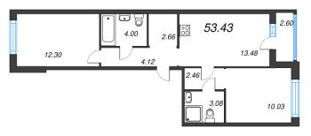 2 ккв № 76 Корп.: 1-3 , Секция 2  в ЖК ID Kudrovo II