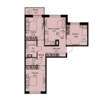 3 ккв № 338 Корп.: 1-2 , Секция 7  в ЖК ID Kudrovo II