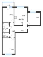 3 ккв № 366 Корп.: 1-2 , Секция 7  в ЖК ID Kudrovo II