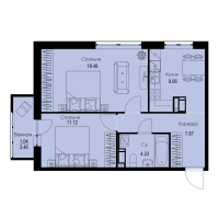 2 ккв № 451 Корп.: 1-4 , Секция 8  в ЖК ID Kudrovo II