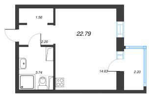 Студия № 417 Корп.: 1-3 , Секция 7  в ЖК ID Kudrovo II