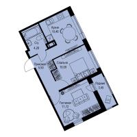 2 ккв № 109 Корп.: 1-2 , Секция 2  в ЖК ID Kudrovo II