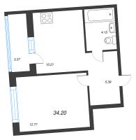 1 ккв № 158 Корп.: 1-2 , Секция 3  в ЖК ID Kudrovo II