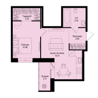 2 ккв (Евро) № 238 Корп.: 1-5 , Секция 4  в ЖК ID Kudrovo II