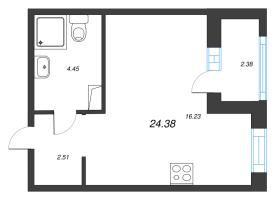 Студия № 391 Корп.: 1-2 , Секция 8  в ЖК ID Kudrovo II