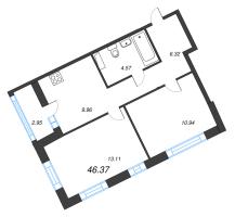 2 ккв № 22 Корп.: 1-2 , Секция 1  в ЖК ID Kudrovo II