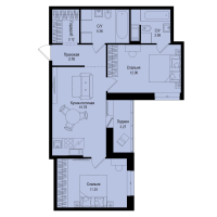 3 ккв (Евро) № 127 Корп.: 1-5 , Секция 2  в ЖК ID Kudrovo II