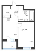 1 ккв № 454 Корп.: 1-3 , Секция 8  в ЖК ID Kudrovo II