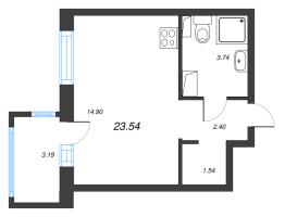 Студия № 333 Корп.: 1-3 , Секция 6  в ЖК ID Kudrovo II