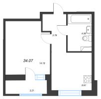 1 ккв № 276 Корп.: 1-2 , Секция 5  в ЖК ID Kudrovo II