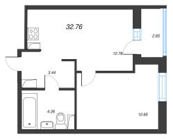 1 ккв № 329 Корп.: 1-3 , Секция 6  в ЖК ID Kudrovo II