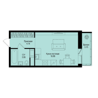 Студия № 254 Корп.: 1-5 , Секция 4  в ЖК ID Kudrovo II