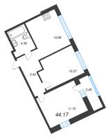 2 ккв № 97 Корп.: 1-2 , Секция 2  в ЖК ID Kudrovo II