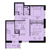 3 ккв № 94 Корп.: 1-4 , Секция 1  в ЖК ID Kudrovo II