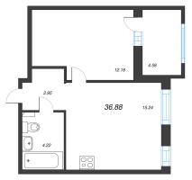 2 ккв (Евро) № 327 Корп.: 1-2 , Секция 7  в ЖК ID Kudrovo II