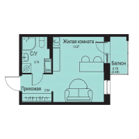 Студия № 392 Корп.: 1-3 , Секция 7  в ЖК ID Kudrovo II