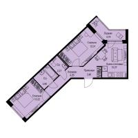 3 ккв (Евро) № 249 Корп.: 1-2 , Секция 5  в ЖК ID Kudrovo II