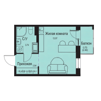 Студия № 400 Корп.: 1-3 , Секция 7  в ЖК ID Kudrovo II