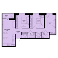 4 ккв (Евро) № 232 Корп.: 1-5 , Секция 3  в ЖК ID Kudrovo II