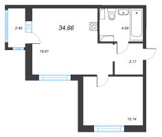 2 ккв (Евро) № 471 Корп.: 1-3 , Секция 8  в ЖК ID Kudrovo II