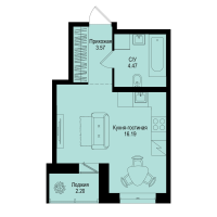 Студия № 171 Корп.: 1-5 , Секция 3  в ЖК ID Kudrovo II