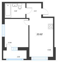 1 ккв № 389 Корп.: 1-2 , Секция 8  в ЖК ID Kudrovo II