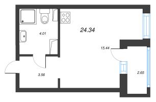 Студия № 362 Корп.: 1-3 , Секция 6  в ЖК ID Kudrovo II