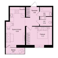 2 ккв (Евро) № 299 Корп.: 1-5 , Секция 4  в ЖК ID Kudrovo II