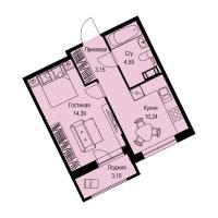 1 ккв № 77 Корп.: 1-2 , Секция 1  в ЖК ID Kudrovo II