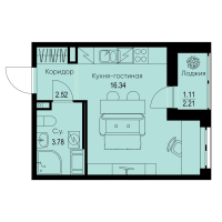 Студия № 89 Корп.: 1-4 , Секция 1  в ЖК ID Kudrovo II