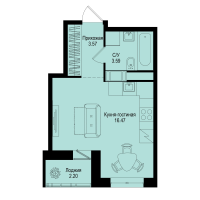 Студия № 179 Корп.: 1-5 , Секция 3  в ЖК ID Kudrovo II