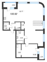 3 ккв (Евро) № 325 Корп.: 1-3 , Секция 5  в ЖК ID Kudrovo II