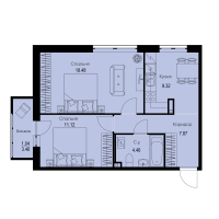 2 ккв № 445 Корп.: 1-4 , Секция 8  в ЖК ID Kudrovo II
