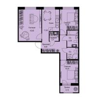 3 ккв № 290 Корп.: 1-2 , Секция 6  в ЖК ID Kudrovo II