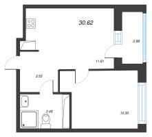 1 ккв № 119 Корп.: 1-3 , Секция 2  в ЖК ID Kudrovo II