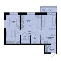 2 ккв № 422 Корп.: 1-5 , Секция 7  в ЖК ID Kudrovo II