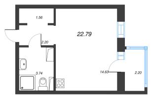 Студия № 401 Корп.: 1-3 , Секция 7  в ЖК ID Kudrovo II